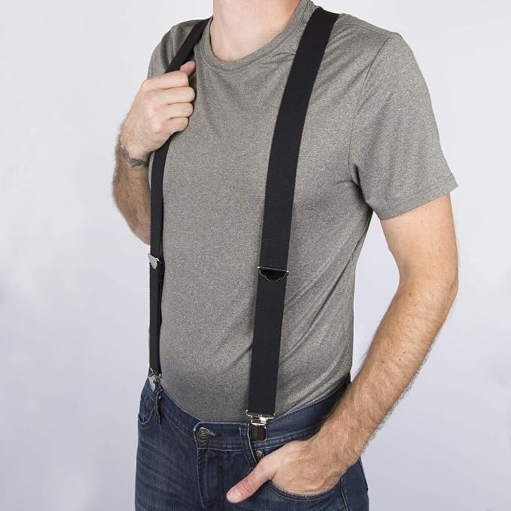 Dickies Mens Black Elastic X-Back Adjustable Heavy Duty Work Suspenders E6-2